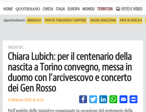 SIR – Chiara Lubich per il centenario della nascita a Torino convegno, messa in Duomo e concerto del Gen Rosso